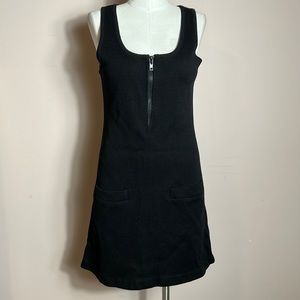 Nina Patrick women’s black knit mini dress size small zipper front pockets